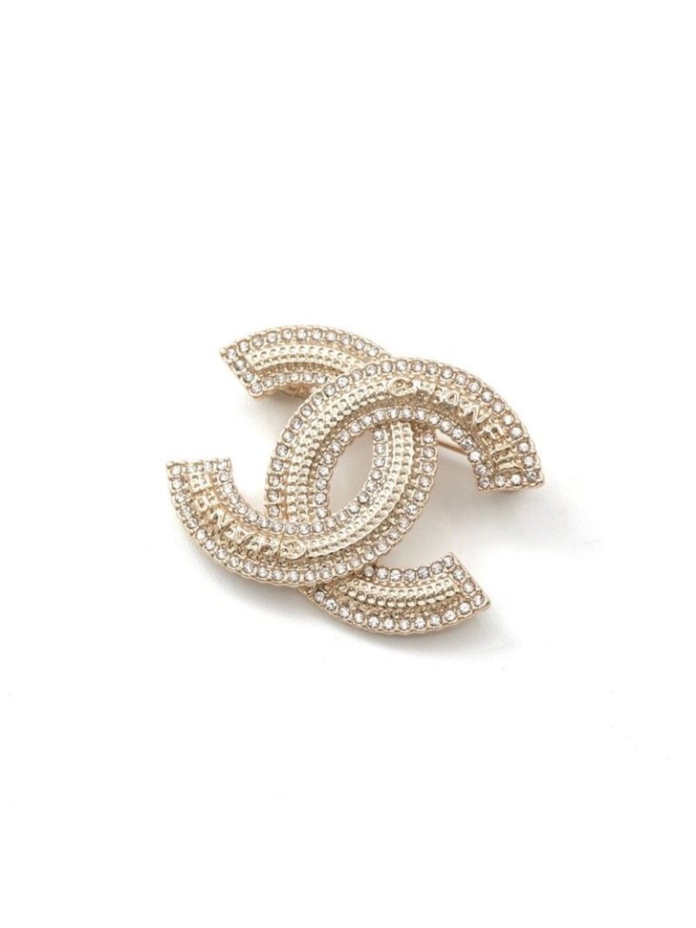 Chanel Brooch Corsage Gold CC Logo Rhinestone